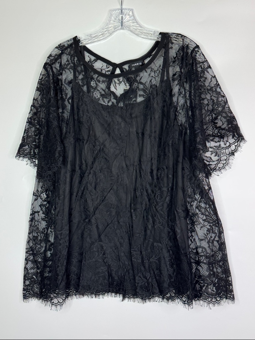 Torrid Black Abbey Lace Short Sleeve Blouse Size 1 (1X) NWT